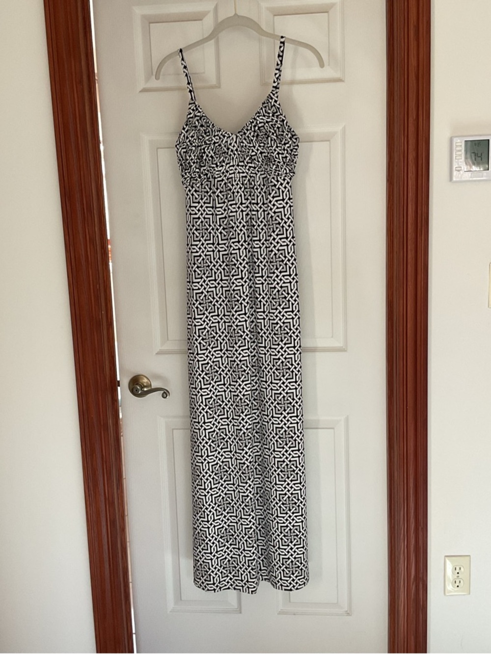 New York & Company Black and White Geometric Maxi Dress
